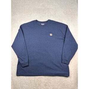 Carhartt K126 Men's Heavyweight Long-Sleeve Pocket T-Shirt Blue 3XLT Loose Fit